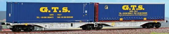 Wagon ACME 40276 Sggrmss GTS RAIL + 2 Containers - Échelle HO 1/87 - Occasion