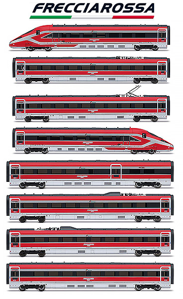Arnold HN2619S-1 - HN2619S-1 Trenitalia, 8-Car Set high-speed Frecciarossa 1000 Train (DCC Sound)