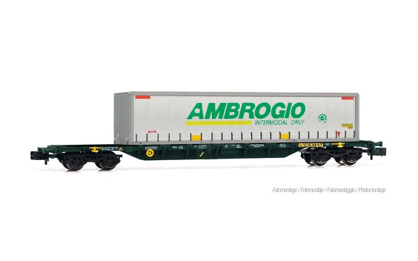 Arnold HN6730 - CEMAT Container Wagon Sgnss, loaded with AMBROGIO curtain-side swap body