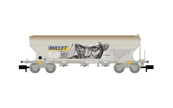 Arnold HN6734 - Flat Sided Hopper Wagon, MILLET with graffiti