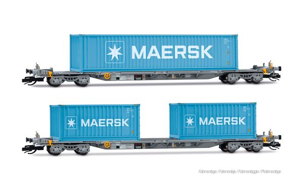 Arnold HN9765 - 2pc Container Wagon Set, with 2 x 20 + 1 x 40 container MAERSK
