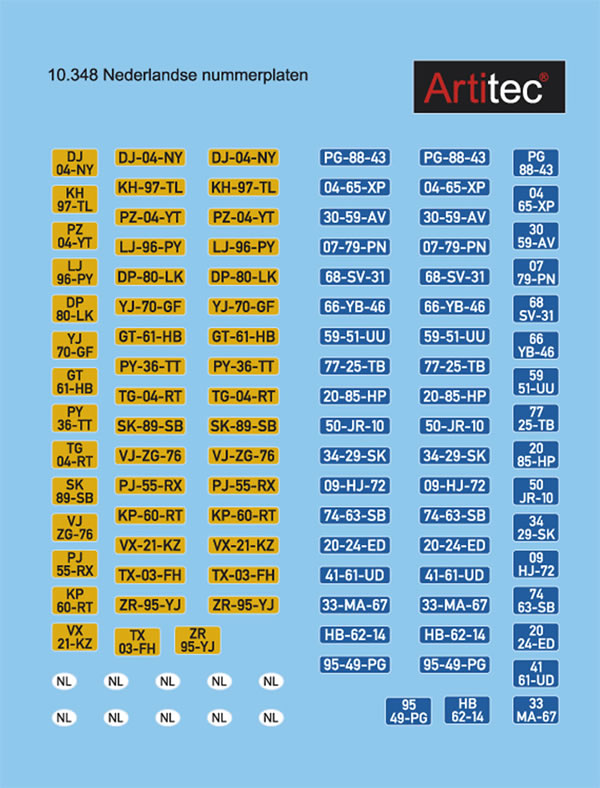 Artitec 10.348 - NL Dutch license plates