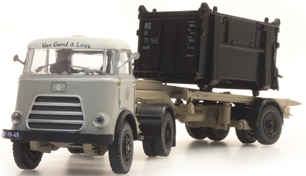 Artitec 487.011.02 - DAF open container trailer, black, cab 59, Van Gend en Loos