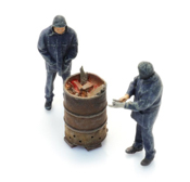 Trackworkers with burn barrel (2x)