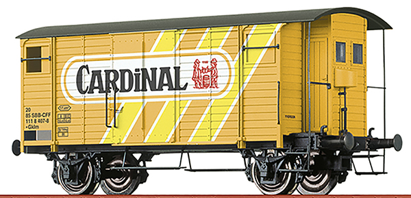 Brawa 47876 - SBB COVERED FREIGHT CAR GKLM „CARDINAL” Road no.: 20 85 111 8 407-8