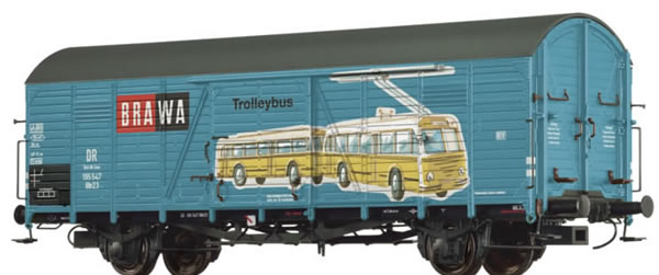 Brawa 48736 - Covered Freight Car GLTR 23 TROLLEYBUS/BRAWA BRIT-US-ZONE