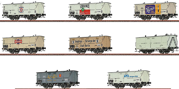 Brawa 50822 - 8pc Freight Car Set MILK CAR, DC