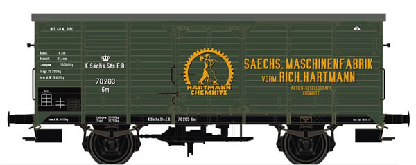 Brawa 67465 - Covered Freight Car Gm Sächsische Maschinenfabrik Hartmann K.S.St.E.B. 