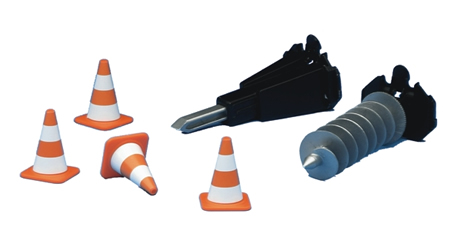 Bruder 02408 - Accessoires Mini Excavators, Hydr. Hammer, Augers, Pylons