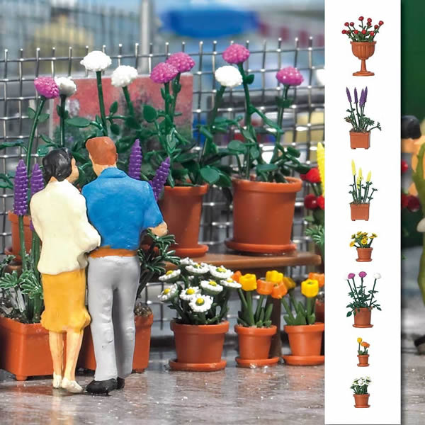 Busch 1209 - Flower Pots With Flowers