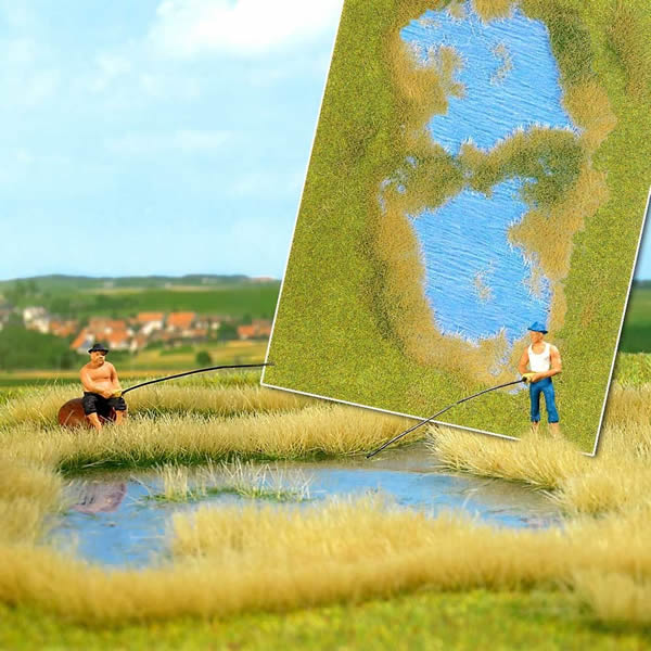 Busch 1312 - Ground Cover: Lake with grass and reed shoreline