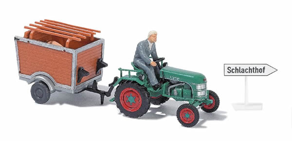 Busch 40051 - Tractor Kramer KL11 with trailer + Bauer