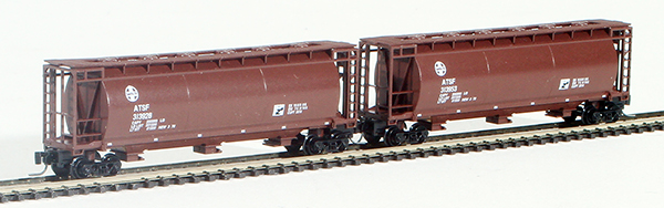 Consignment FT1007-2 - Full Throttle American 2-Piece Cylindrical Hopper Set of the Atchison, Topeka and San Francisco Railroad