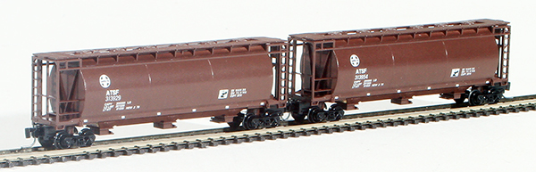 Consignment FT1007-4 - Full Throttle American 2-Piece Cylindrical Hopper Set of the Atchison, Topeka and San Francisco Railroad