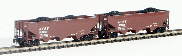 Consignment FT4000-2 - Full Throttle American 2-Piece 3-Bay Hopper Set of the Atchison, Topeka and Santa Fe Railway