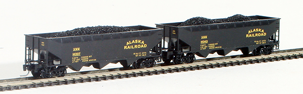 Consignment FT4008-2 - Full Throttle American 2-Piece 3-Bay Hopper Set of the Alaska Railroad