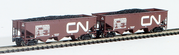 Consignment FT4012-2 - Full Throttle Canadian 2-Piece 3-Bay Hopper Set of the Canadian National Railway