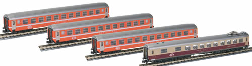 Consignment KAK23005 - Kato HobbyTrain Lemke K23005 - 4pc RIC BAVARIA Passenger Car Set with interior lighting
