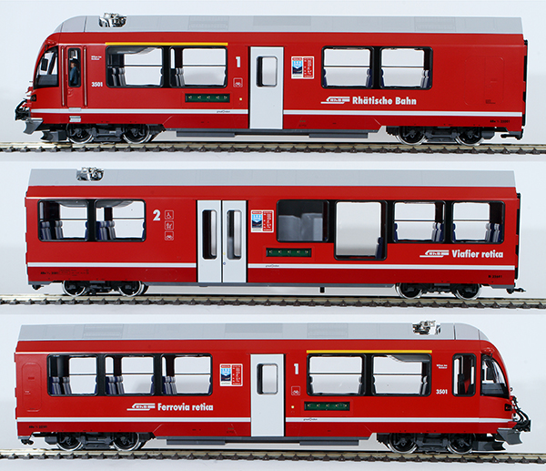 Consignment LG20225 - LGB Swiss 3-Piece Allegra Electric Railcar Train Class ABe 8/12 of the Rhaetian Bahn