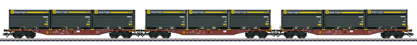 Consignment MA47090 - Marklin 47090 - Three container wagons Sngss with WoodTainer XXL containers