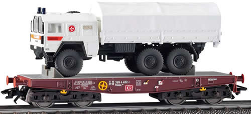 Consignment MA48670 - Marklin 48670 - IDEE & SPIEL DB AG Heavy Flat Car w/Emergency Vehicle Johanniter 