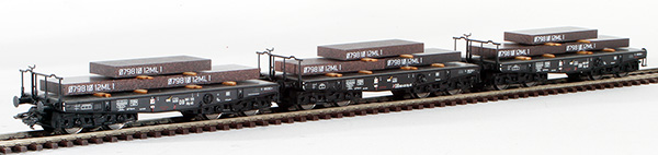 Consignment MA48719 - Marklin German 3-Piece Heavy Duty Flat Car Set of the DB