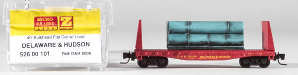 Consignment MT52600101 - Micro Trains 52600101 40 Bulkhead Flat Car w/Load Delaware & Hudson 8006