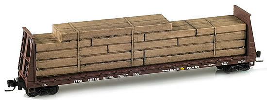 Consignment MT52700021 - Micro Trains 52700021 60 Bulkhead Flat Car w/Lumber Load Trailer Train TTPX 80280