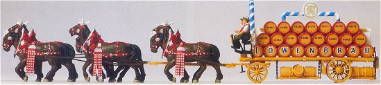 Consignment PR30437 - Preiser Beer Wagon Lowernbrau drawn by 6 horses