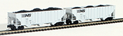 Full Throttle American 2-Piece Three-Bay Hopper Set of the Norfolk Southern Railway 