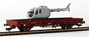 Roco German Side Stanchion Car with Helicopter Load of the DB
