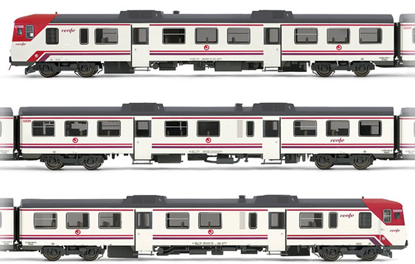 Electrotren E3420S - Spanish 3pc Set DMU class 592 “Cercanías” of the RENFE (DCC Sound Decoder)