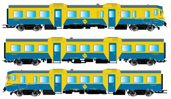 Electrotren E3421S - Spanish 3pc Diesel locomotive DMU class 592 set of the RENFE (DCC Sound Decoder)