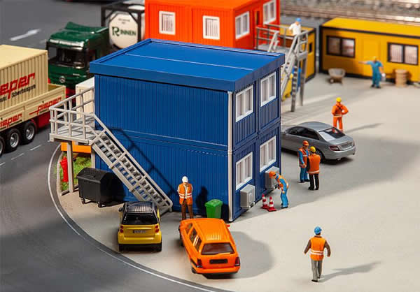 Faller 130134 - 4 Building site containers, blue