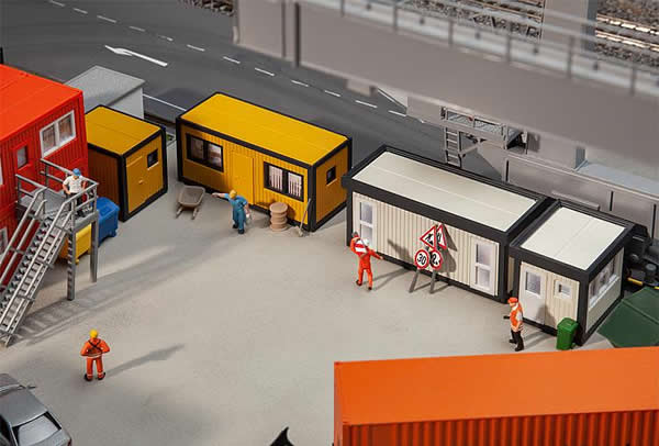 Faller 130136 - 4 Building site containers, black-yellow / grey-black