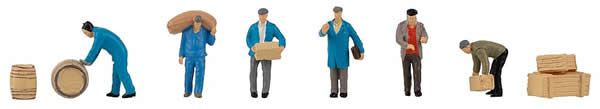 faller 151609 - Freight workers with parcels and barrels