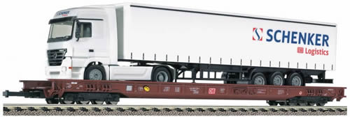 Fleischmann 5272 - 8-axled low-floor wagon for heavy goods vehicle transport (Rolling Road), of the DB AG