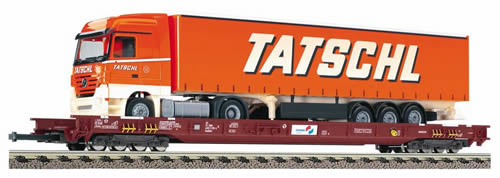 Fleischmann 527403 - 8-axle flat car loaded w/ semi 