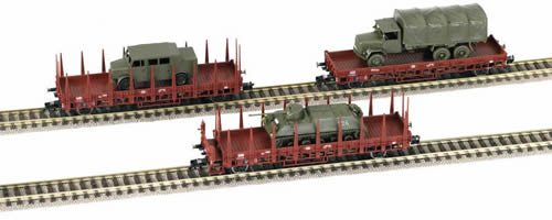 Fleischmann 580909 - Set of 3 Cars w/ military load