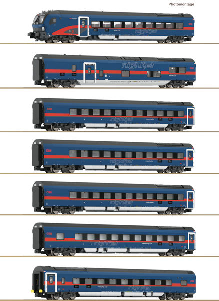 Fleischmann 6260065 - 7 piece set: Nightjet of the OBB