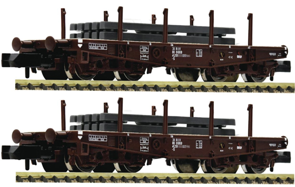 Fleischmann 6660135 - Austrian 2 Piece Set Heavy-duty Flat Wagons of the OBB