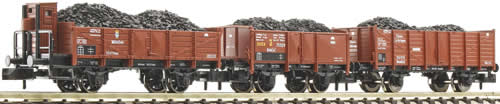 Fleischmann 821202 - 3-piece coal car set w/real coal