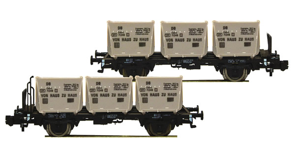 Fleischmann 823303 - 2 piece set container carrier wagons „Von Haus zu Haus” DB