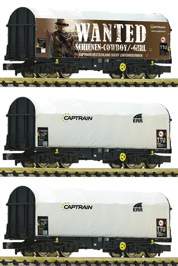 Fleischmann 837932 - 3 piece set slide tarpaul wagons 