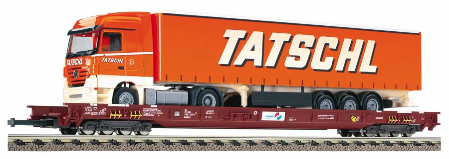 Fleischmann 527403 - 8-axle flat car loaded w/ semi 