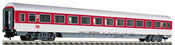 IC/EC long distance compartment coach in traffic red livery, 2nd class, type Bvmz.185.3 of the DB AG