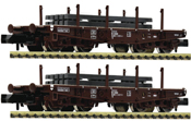 Austrian 2 Piece Set Heavy-duty Flat Wagons of the OBB