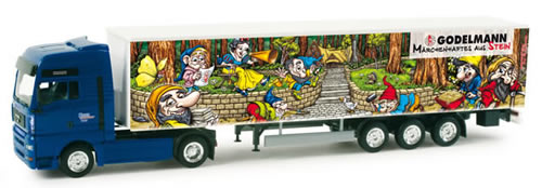Herpa 157681 - MAN TGA XXL (55.95) Curtain Semi Godelmann