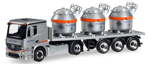 Herpa 307246 - Mercedes Actros Alum Pots, 3 Axle Trailer Nicromet