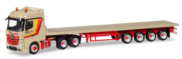 Herpa 309332 - Mercedes Actros, Flatbed Semi Barth And Sohn